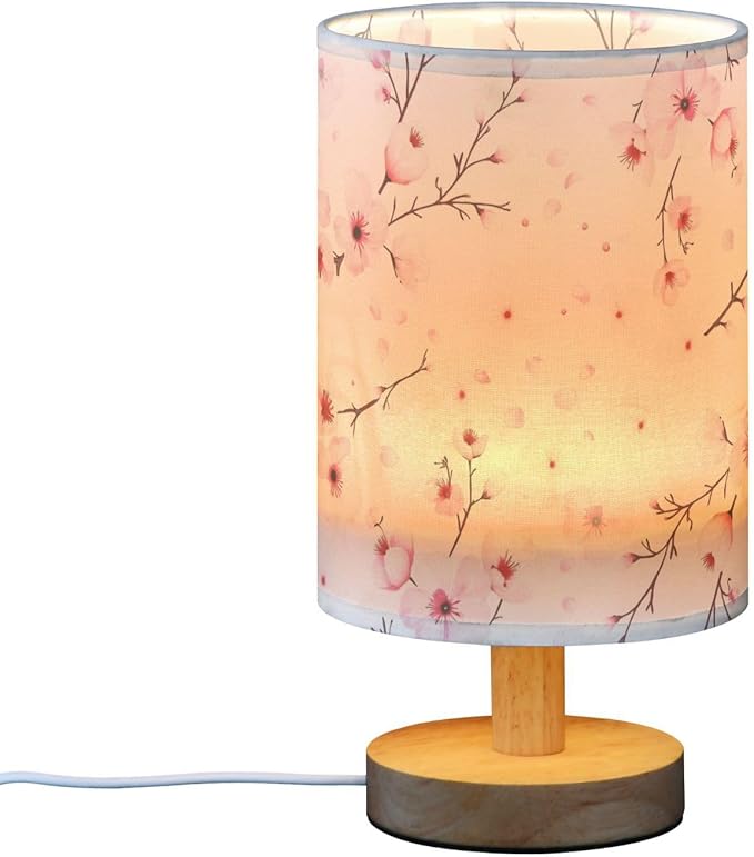senya Flower Table Lamp for Bedroom Living Room, Cherry Blossom Branche Bedside Lamps with USB Charging Ports Nightstand Light Lamps