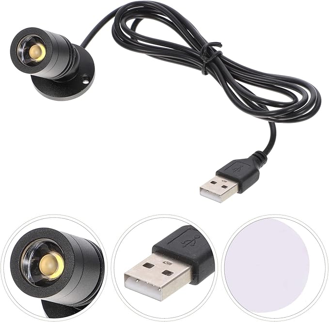 Uonlytech 2 Pack Showcase Small Spot Light Indoor USB Small Led Spotlight USB- Powered Spotlight for Displays Showcase Jewelry, Warm White