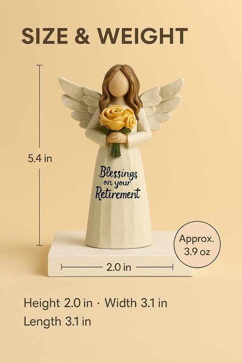 GoGnome Retirement Gift - Resin Angel Statue for Women | Perfect Desk Decor for Coworkers, Teachers, Nurses, and Friends