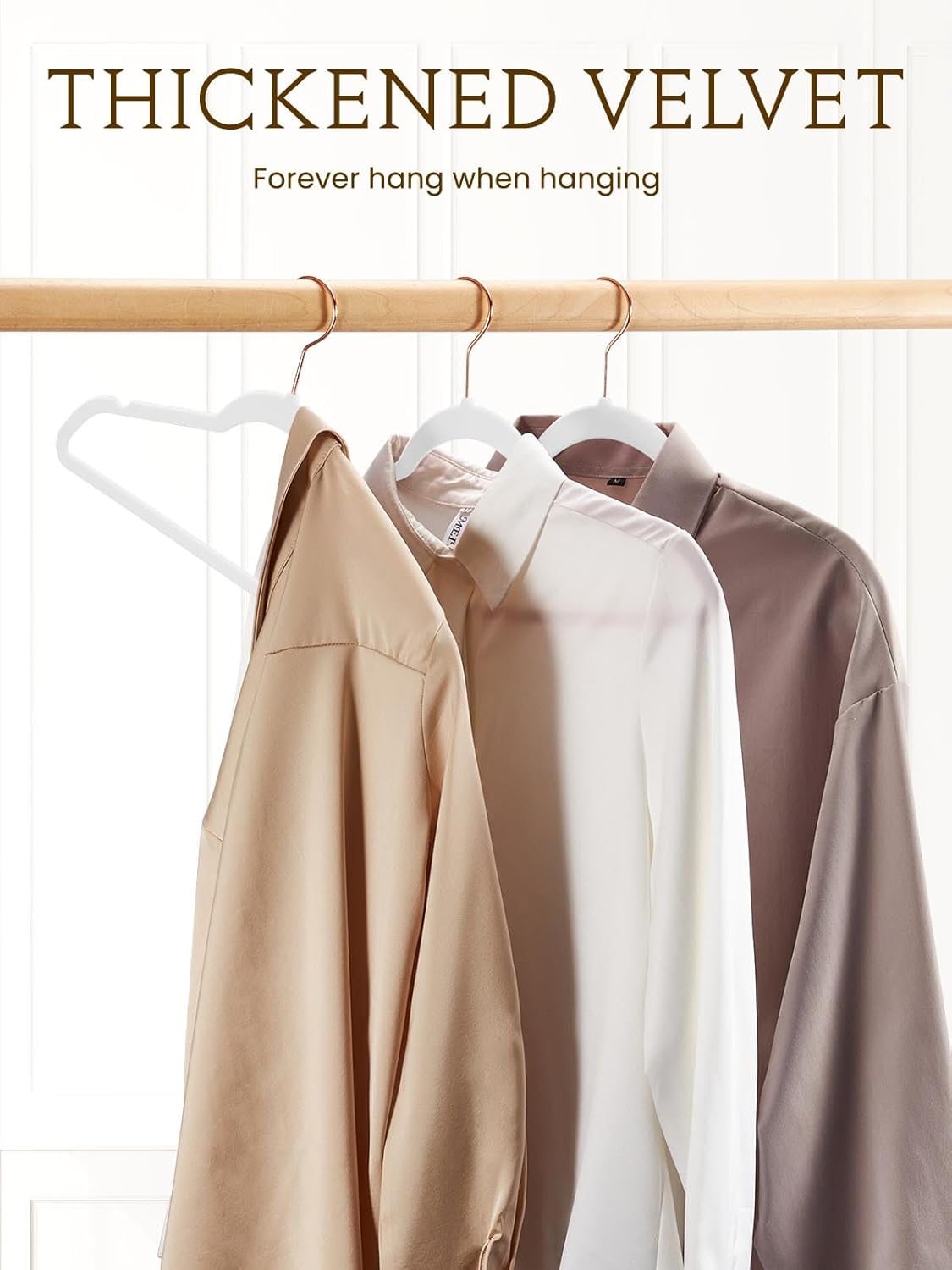 Smartor Velvet Hangers - 50 Pack Non-Slip Heavy Duty Felt Hangers with 360° Rotating Rose Gold Hook | Slim Space-Saving Closet Organizer