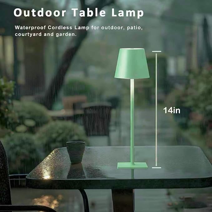 Green Rechargeable Table Lamp Set of 2,Cordless Lamps-6000mAh Battery Operated-Small Touch Lights for Table,Portable Lamps,Tabletop Lamp,Battery Powered Lamp,lampara recargable para apagones