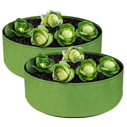 IWNTWY 2-Pack 15 Gallon Large Grow Bag, Heavy Duty Fabric Round Raised Garden Bed Planter Pots for Planting Herb Flower Vegetable Potato Plants (24" D × 8" H)