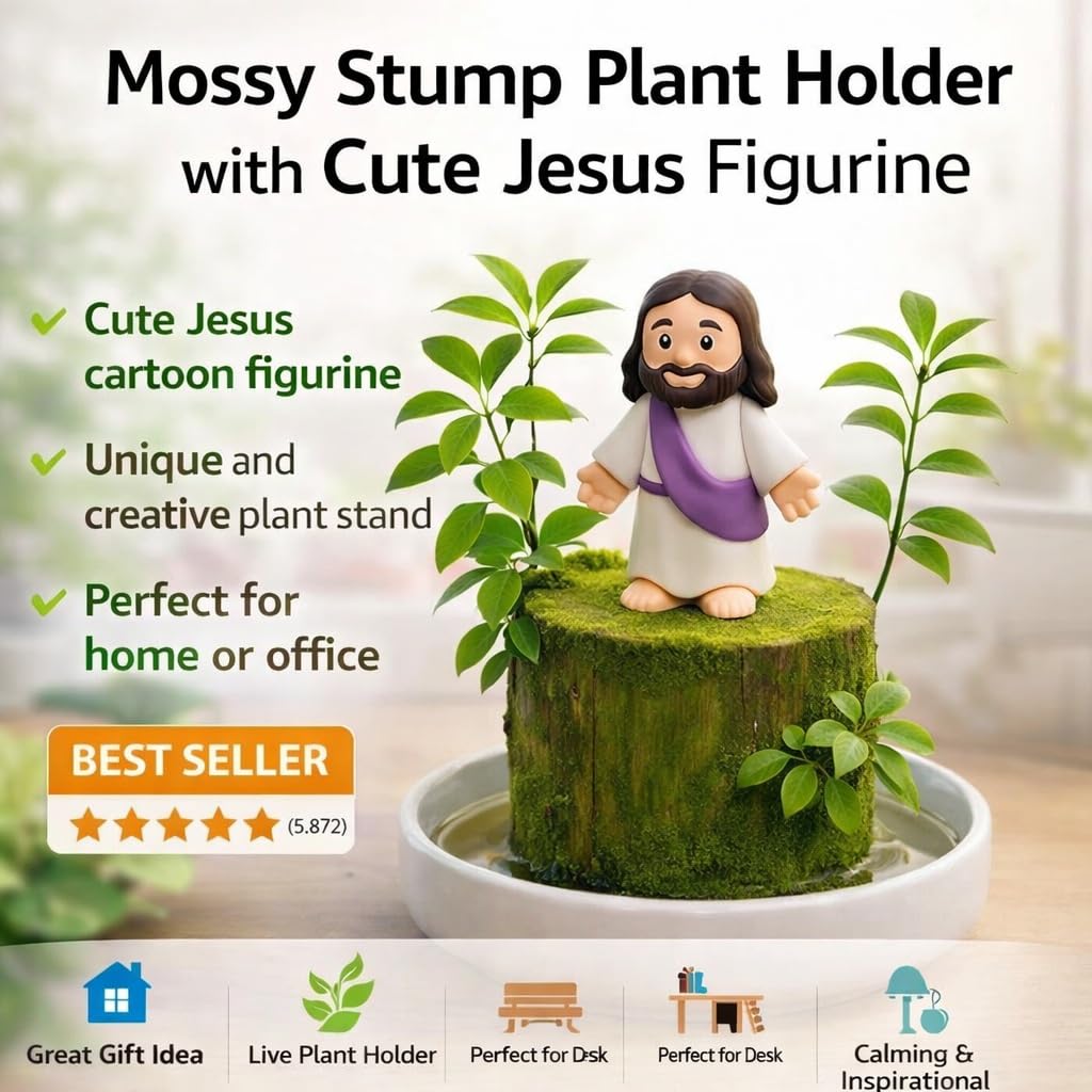 Brazilian Willow Wood Kit – Easter Christian Gift with Jesus Figure - Non-Candy Easter Basket - Fast Growing Blessed Tree with Tray - Faith-Inspired Housewarming or Christian Teacher Gift