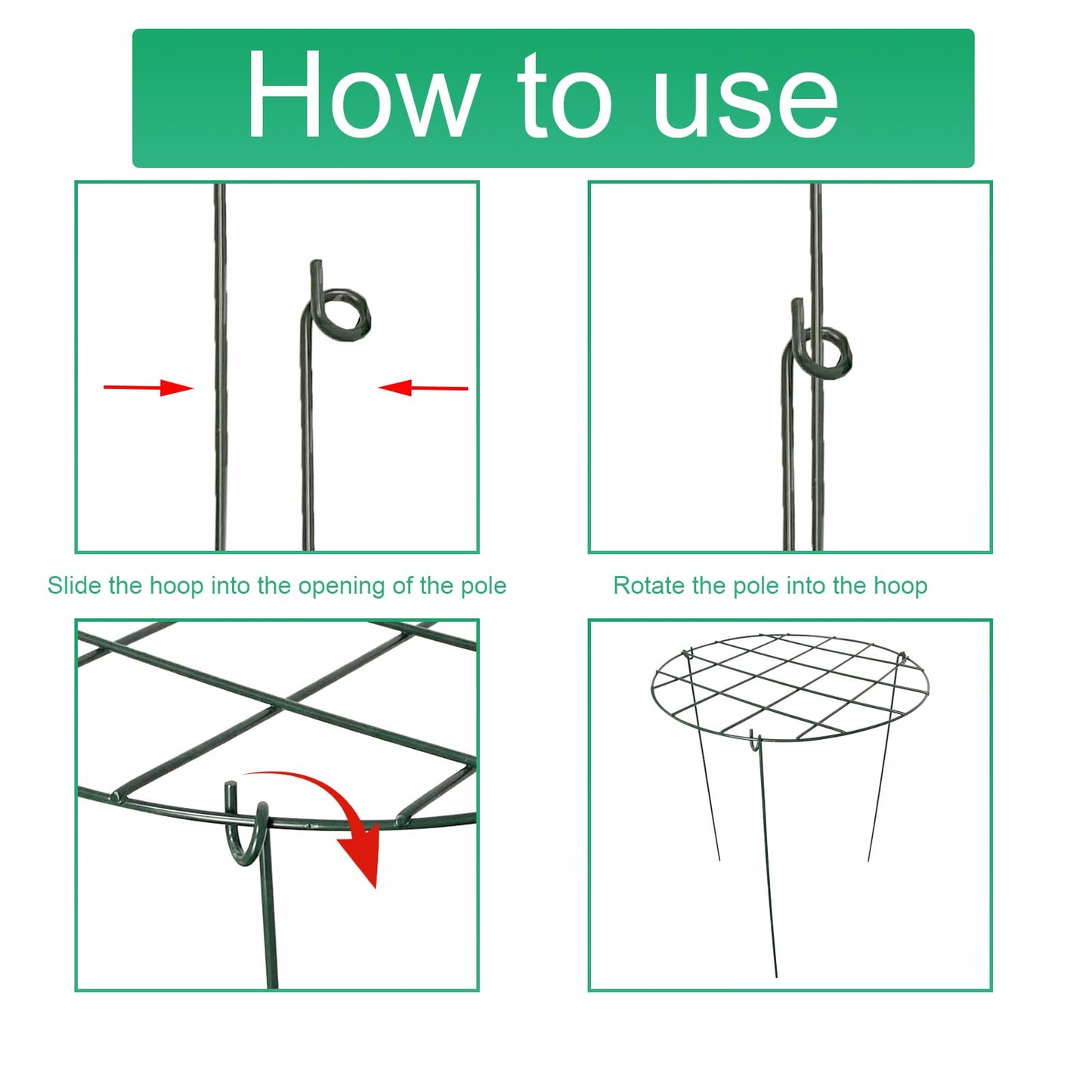 2 Pack Round Peony Cages and Supports Grow Through Grid Plant Brace,18 inch Heigh Plant Support Stake for Small Plant Flower Vegetable (2pcs 18“)