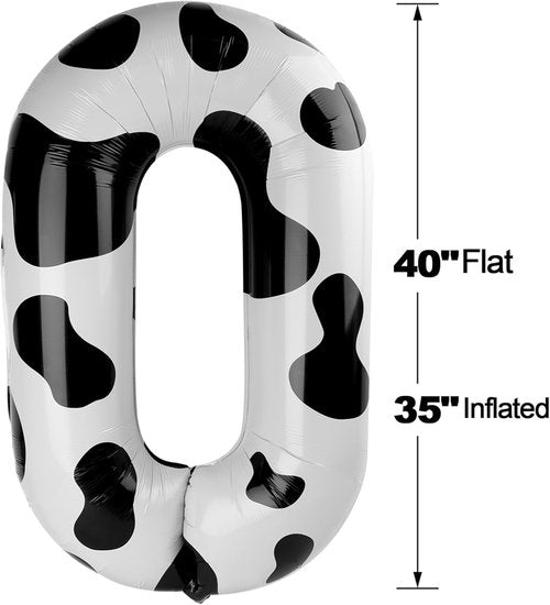Farm Birthday Decorations - Skiennix 40-Inch Cow Print Number Balloon 0 - Perfect for Girls' Parties