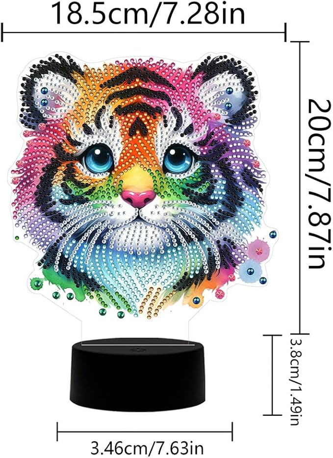 Tiger Diamond Art Painting Night Light,Diamond Art Painting Kits Desktop Touch Lamp Ornaments for Tabletop Decor Diamond Art Accessories for Adult Beginner Bedrooms Living Room