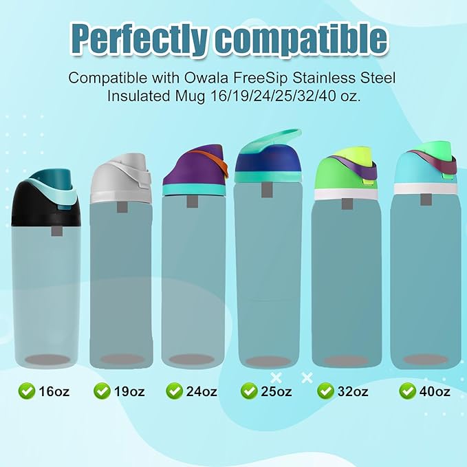 4pcs Replacement Stoppers with 4pcs Bottle Seal Rings for Owala FreeSip 24oz 32oz, BPA-Free Silicone O Ring Water Bottle Top Lid Replacement Parts for 16/19/24/32/40oz Gasket Plug Accessories(Grey)