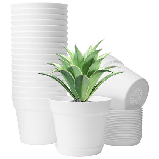 GARDIFE 20 Pack 6 inch Plant pots, planters for Indoor Plants, Flower pots, White
