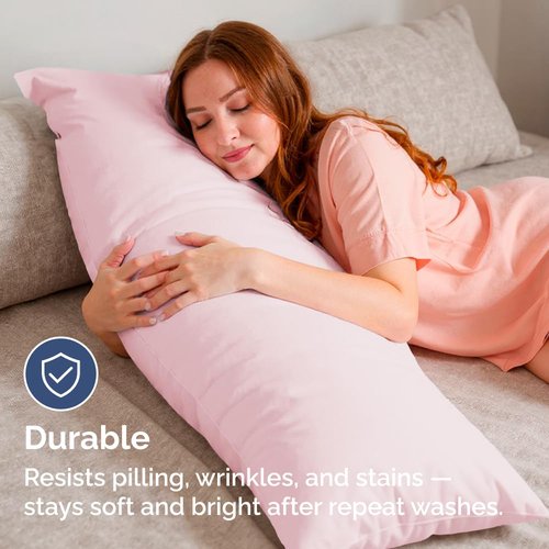 Body Pillowcases Set of 2-20x54 Long Body Pillow Case - Soft Body Pillow Cover for Sleeping & Side Sleepers - Comfy, Wrinkle & Fade Free - Machine Washable w/Envelope Enclosure Lavender Pink