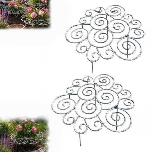 Metal Plant Support Ring for Garden, Peony Cage Stand, Indoor Pots, Flower Hoop, Decorative Grow Through Rings, Stackable Houseplant Stake, Dahlia Cage, Outdoor Orchid Clip(2PCS,Medium)