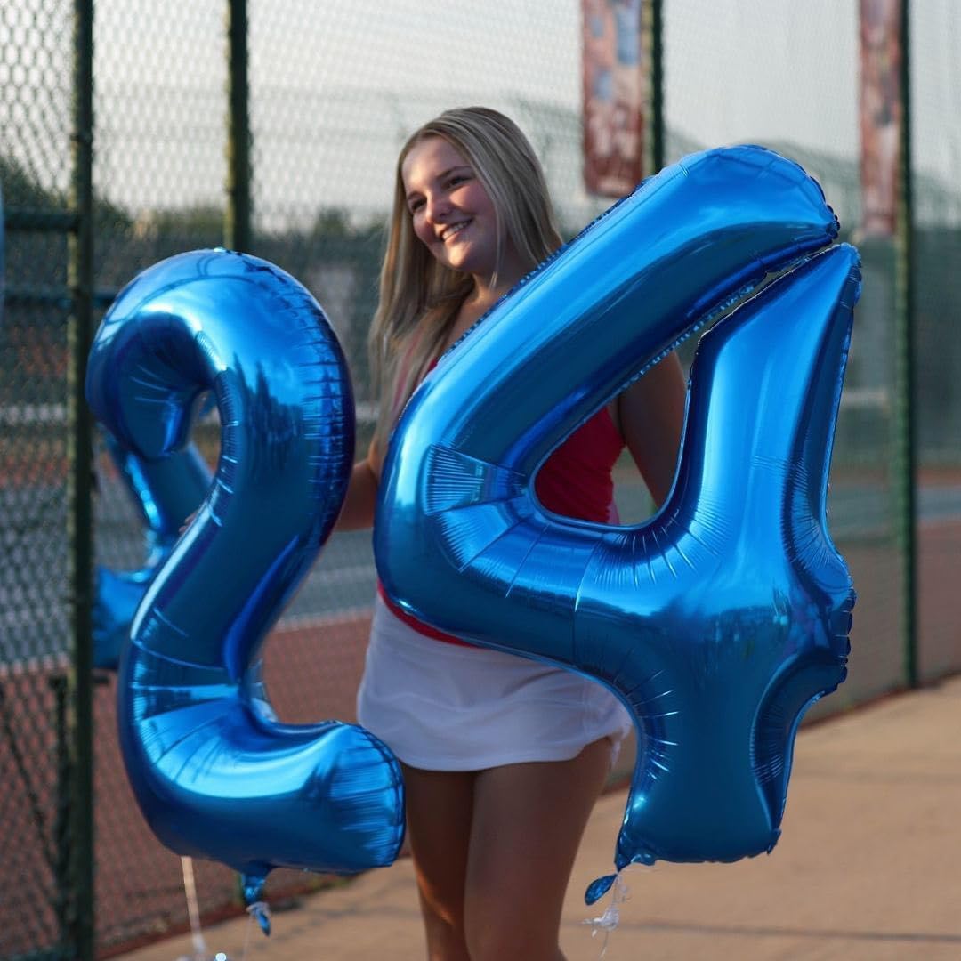 Number 24 Balloon by [Brand Name] - 40-Inch Navy Blue Birthday Decoration for 24th Celebration