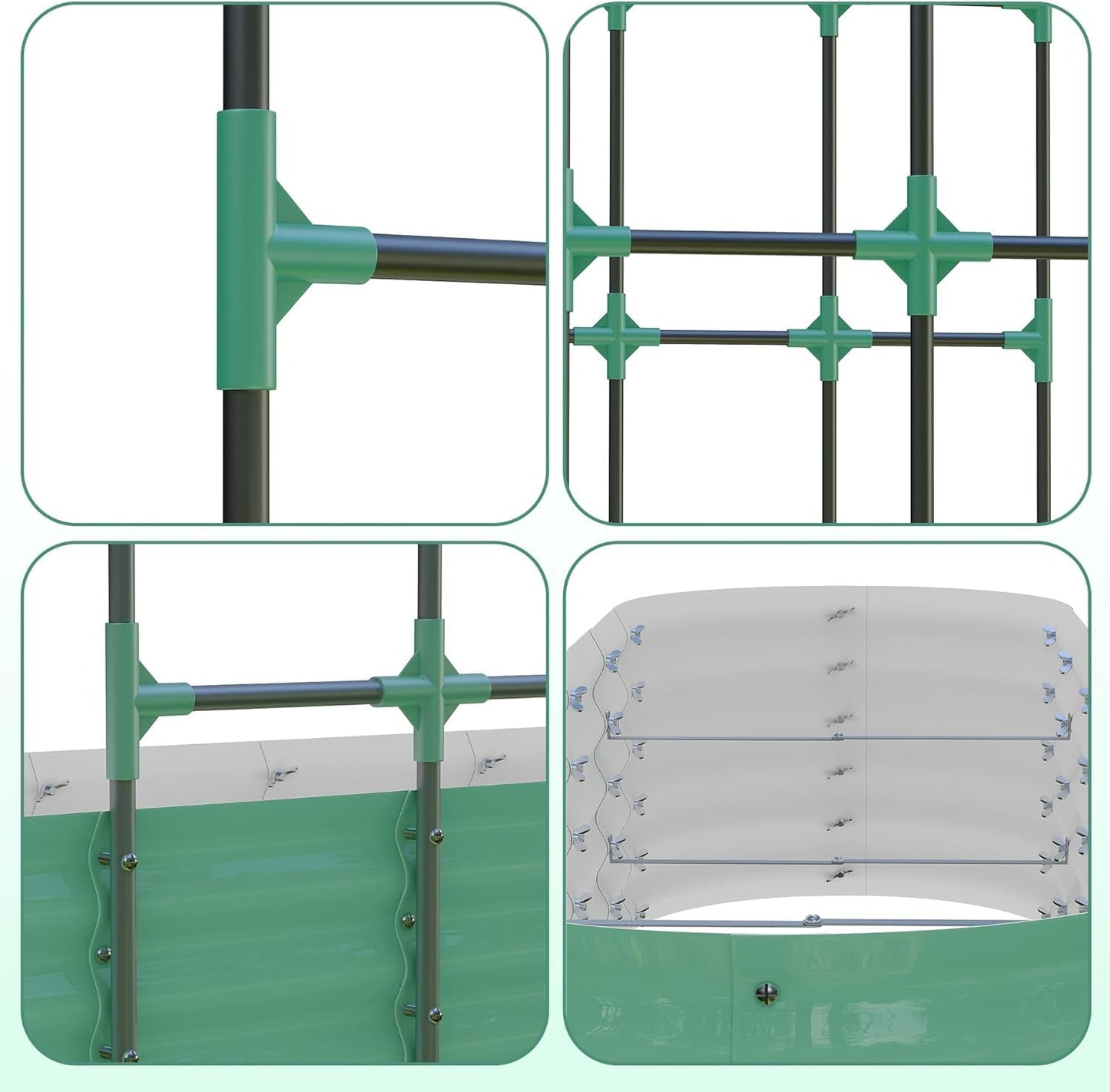 Takywep Galvanized Raised Garden Bed with 96" Vertical Arch Trellis, Expandable Outdoor Planter Box with Dual Sections, Rust-Resistant Garden Bed for Flowers, Herbs, Vegetables, Vines, Green