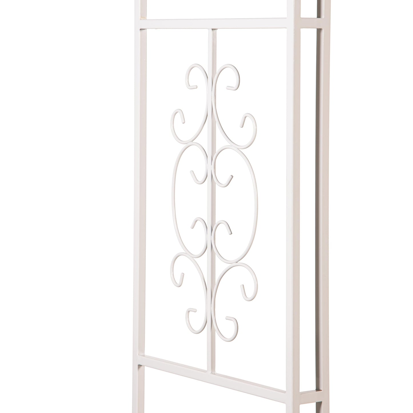 Plow & Hearth Arch Metal Outdoor Garden Arbor Montebello White, 7 Feet Tall, Iron Trellis Lattice for Climbing Plants, Wedding Arch, Outdoor Patio Décor