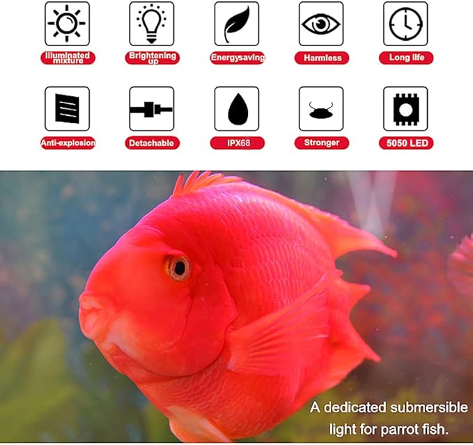 MQ 12 in Submersible LED Aquarium Light, 2W Color Changing Fish Tank Light with Remote Control, IP68 Crystal Glass 12 LEDs Lights Bar, for Fish Tank 15-20 inch