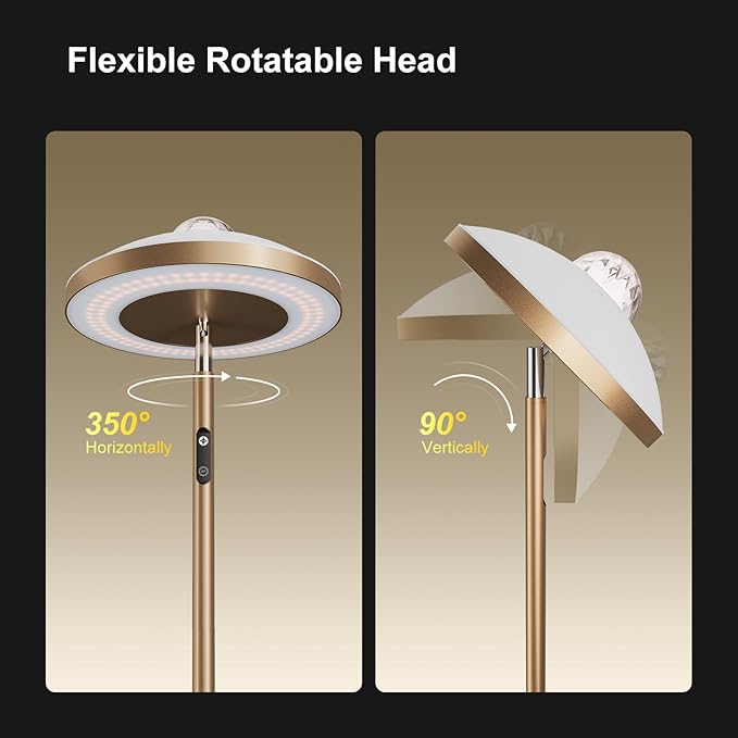 DUSKTEC Floor Lamp with RGB Star Projector, 15W 1400LM Dimmable 4 Color Temperatures LED Standing Lamp with Remote, Modern Tall Black Corner Lamp for Living Room, Bedroom, Office (Gold)