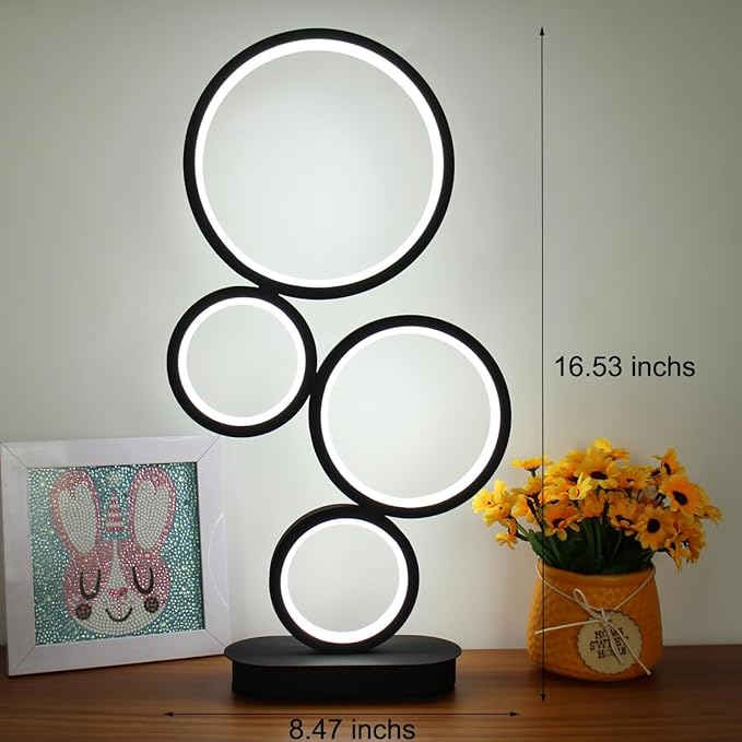 Modern LED Table Lamps for Living Room, Small Bedside Lamps for Bedroom, 18W Dimmable Desk Lamp for Nightstand, 3 Color Nightstand Lamps Reading Lamp Desk Light Night Light for Office - Black