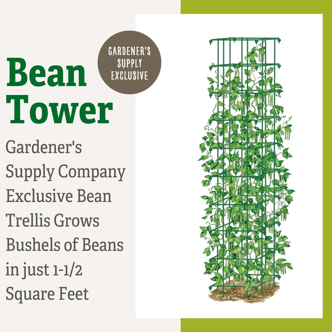 Gardeners Supply Company Large Bean Tower Plant Support | Sturdy Weatherproof Outdoor Beans, Tomato & Other Climbing Vegetable Garden Stake | 75" H - Green