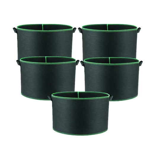 Niurui 5-Pack 25 Gallon Grow Bags Heavy Duty 320G Thickened Nonwoven Fabric Pots Plant Grow Bags with Handles,for Low Stress Plant Training Fruits, Vegetables, and Flowers(Black)