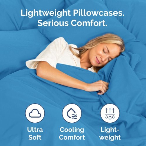 King Pillow Cases by [Brand Name] - Ultra Soft Hotel Quality Covers - Wrinkle Free & Fade Resistant - Denim Blue, 2 Piece Set