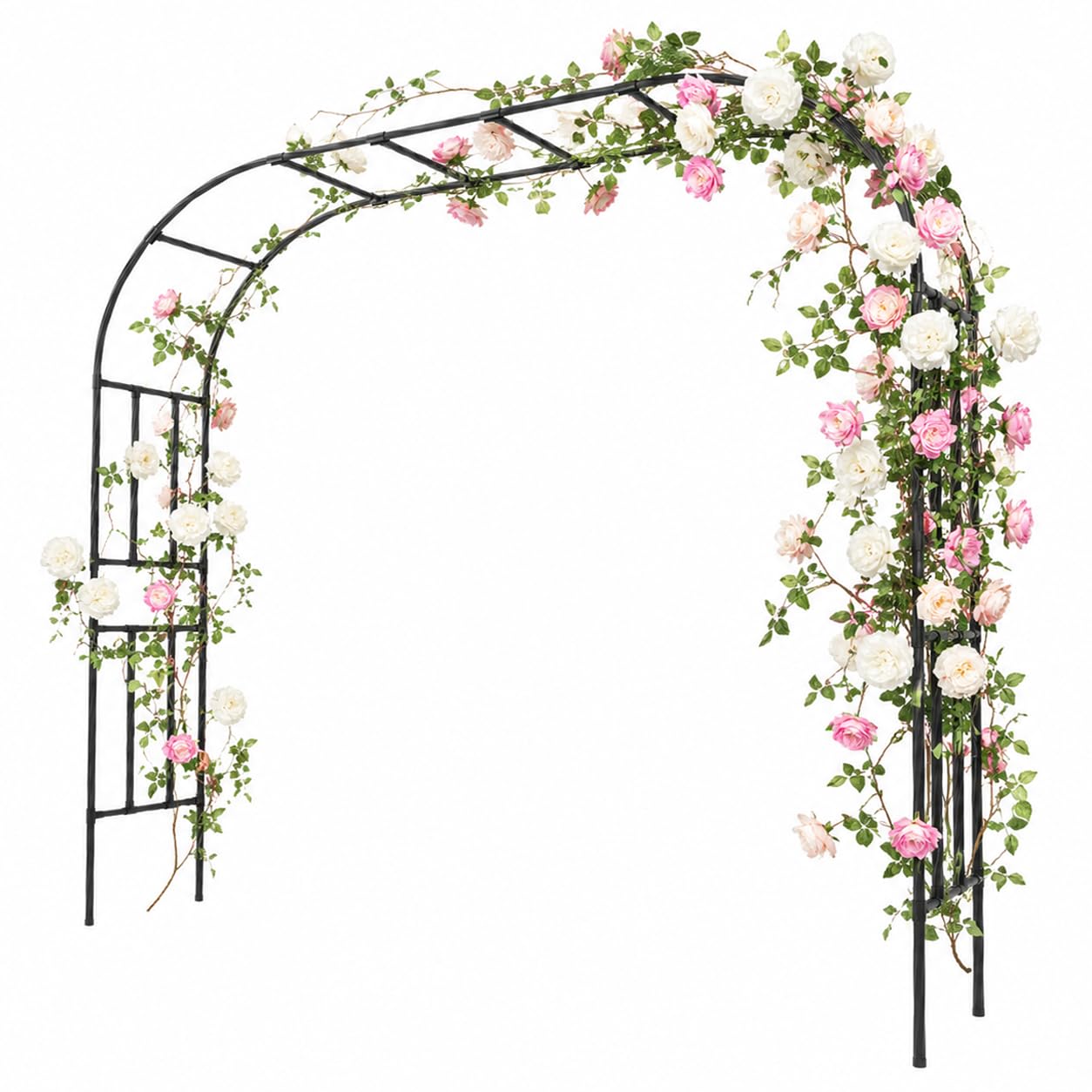 Carotex Garden Arch, 98.5’’x94.5’’ Arbor Trellis, Garden Arch Trellis for Climbing Plants Outdoor, Arbor for Flower, Climbing Vine Vegetable, Fruit and Lawn(Black)