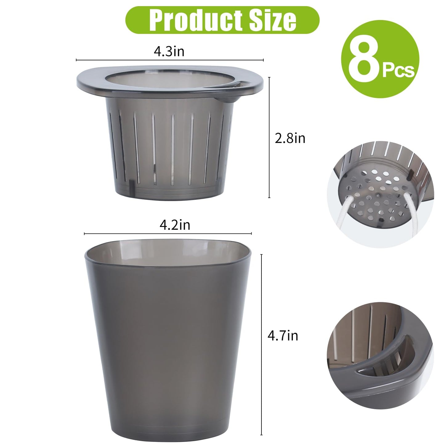 Oliz Self Watering Planter 8 Pcs,4.3 Inch Flower Plant Pot with Inner Pot, Indoor Self Watering Planter Pot for Herbs, Flowers