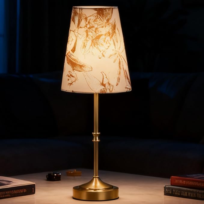 Cordless Table Lamp,5200mAh Rechargeable Battery Operated Lamp,3-Level Brightness Dimmable, Mid Century Modern Metal Ambient Lamps, Vintage Gold Lamps for Bedside, Retro Farmhouse Lamp