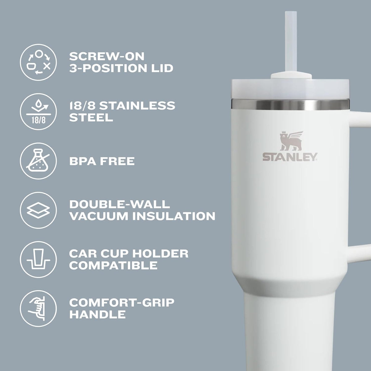 STANLEY Quencher H2.0 Tumbler - 14 oz Insulated Stainless Steel Cup with Handle & Straw | BPA-Free Daffodil