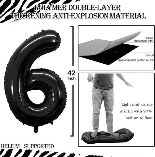GOER Jumbo 16-Inch Foil Balloons - Sweet 16 Birthday Party Decorations | Black Helium Balloons