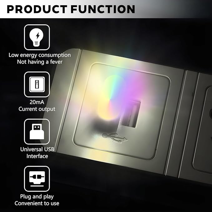 4PCS USB LED Car Interior Atmosphere Lamp, Portable Plug-in Mini Vehicle Night Light, Automotive Trunk Ambient Lighting Decoration Kit, Universal for SUV Sedan Truck (Multicolor)