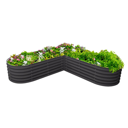 Vego garden 17" Tall L-Shape Raised Garden Bed Metal Raised Planter Bed for Vegetables Flowers Ground Planter Box, Large Size