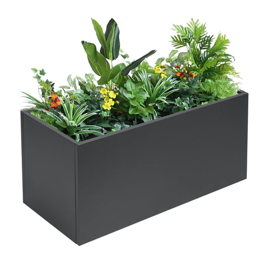 FORJAMINT Metal Planter Boxes 36" L×16" W×16" H Outdoor Rectangular Planter with Removable Insert Shelf，Black Planter Boxes Outdoor, Tall Planter Heavy Duty for Indoor and Outdoor
