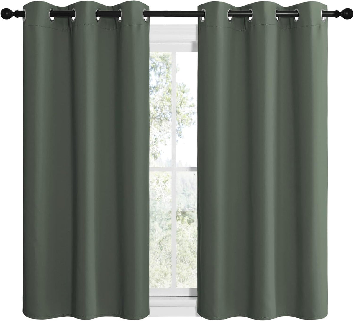 NICETOWN Blackout Curtain Panels - Thermal Insulated Solid Grommet Drapes | Dark Mallard, 42x50-Inch (1 Pair)