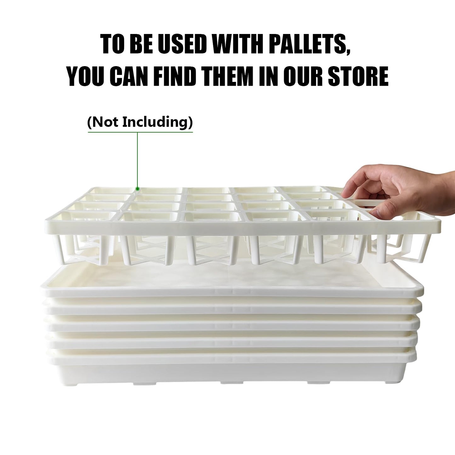 RooTrimmer 5 Pack Nursery Pot Tray, Carrying and Holding Plant Tray for Pot 24 Cell Carrying Holder Drainage Watering Plant Tray (White)