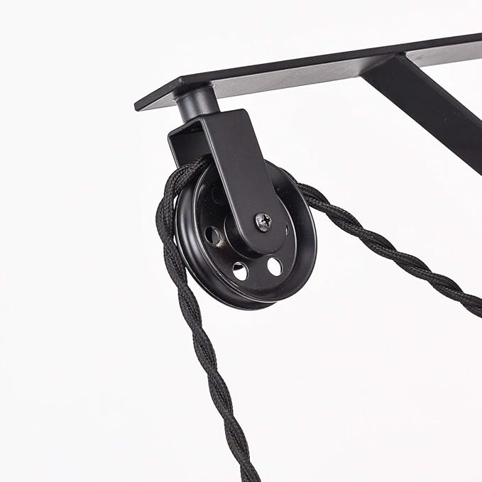 Topotdor Wall Mount Bracket and Pulley Set of 2 for Vintage Farmhouse Hanging Lighting DIY Industrial Pendant Light Fixture (Black)