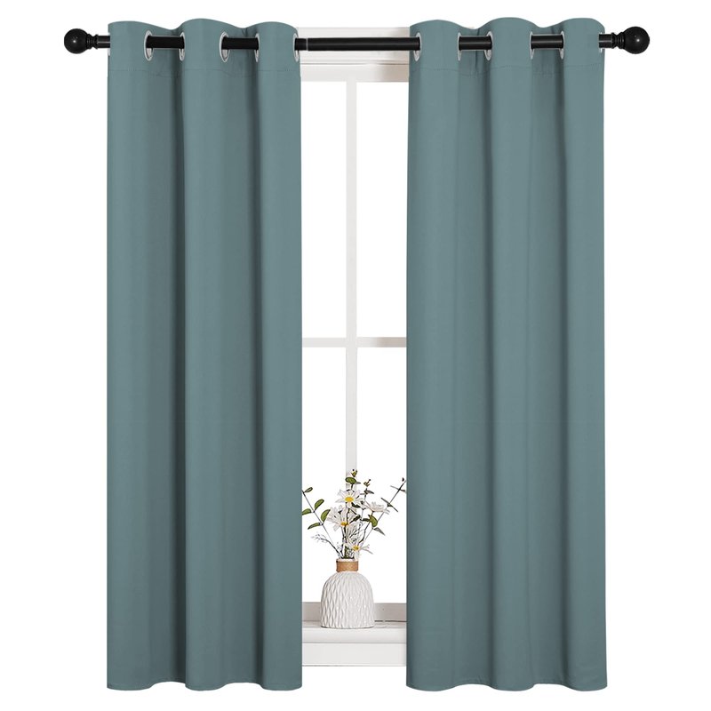 NICETOWN Modern Blackout Curtains Noise Reducing, Greyish Blue, 2 Panels, W29 x L40 -Inch, Thermal Insulated and Privacy Room Darkening Drape Panels for Boy's Guest Room Door Small Short Window