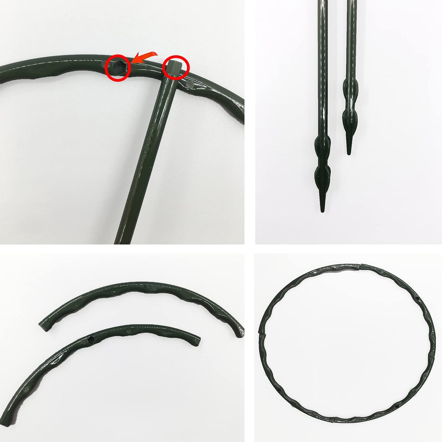 14Pcs Plant Support Stake Half Round Plant Support Ring Garden Flower Support for Tomato, Hydrangea, Indoor Plants, 6.3" Wide X 10.3" High