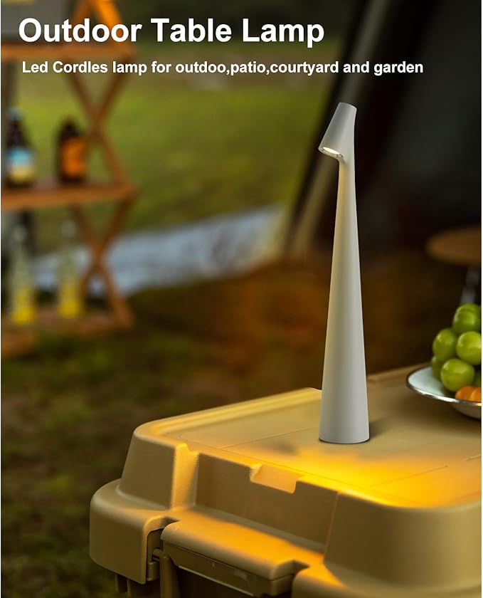 Cordless Small Table Lamps Set of 2,3 Levels Brightness Portable Desk Lamp,Rechargeable Battery Lights for Outdoor, Restaurant, Bedside, Baby Night Light(Grey)