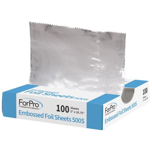ForPro Professional Collection Embossed Foil Sheets - 500 Count Aluminum Foil for Hair Color & Highlighting | Food Safe, 5" W x 10.75" L