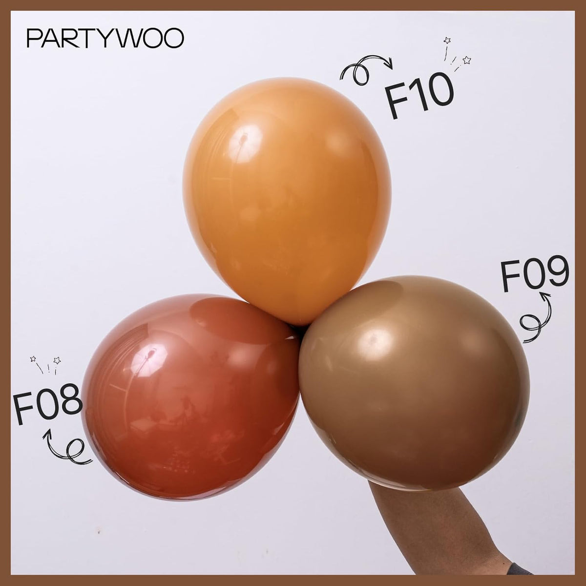 PartyWoo Brown Balloons - 100 Pcs Boho Neutral Coffee Arch Kit | 5-18 Inch Sizes for Weddings & Celebrations