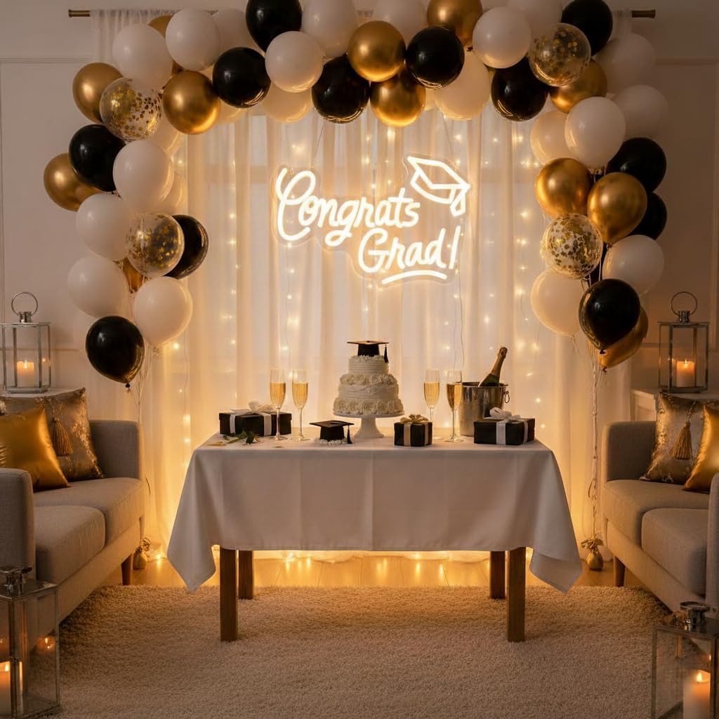 Skiennix Congrats Grad Neon Sign - Warm White LED Graduation Cap Light | 16x11 Inches for Class of 2026 Celebrations