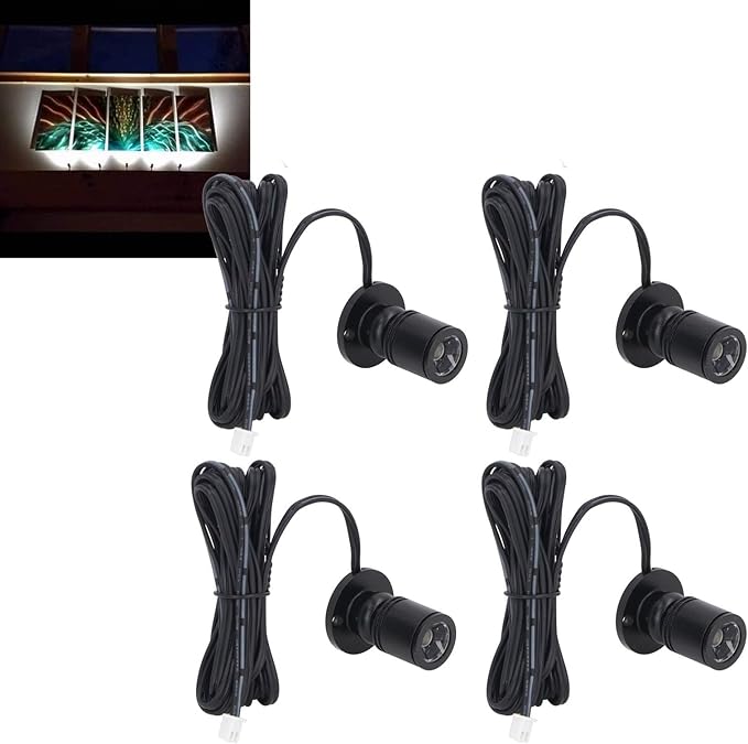 Garosa 4pcs Dimmable Mini Spotlight USB Powered Art Light Adjustable Mini LED Accent Lights Closet Spotlight 5V for Porch Display Cabinets Jewelry Cabinets Entrance Channels (Black)