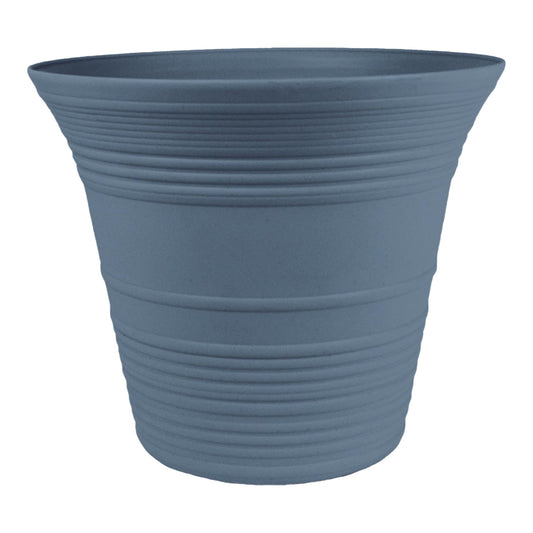The HC Companies Sedona Round Self-Watering Pot - Lightweight Self Care Planter - Plastic Planter for Herbs & More - Durable Plant Pots for Indoor Plants & Outdoor Plants (12" Slate Blue, Pack of 1)