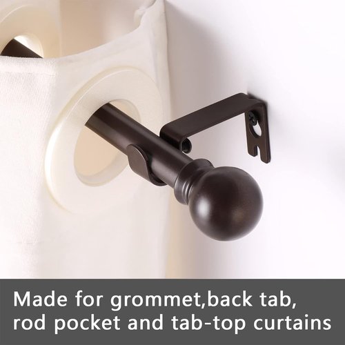 GXOACKJ Curtain Rods - Heavy Duty 5/8 Inch Metal Set for Windows 32 to 48 Inch - 2 Pack Brown