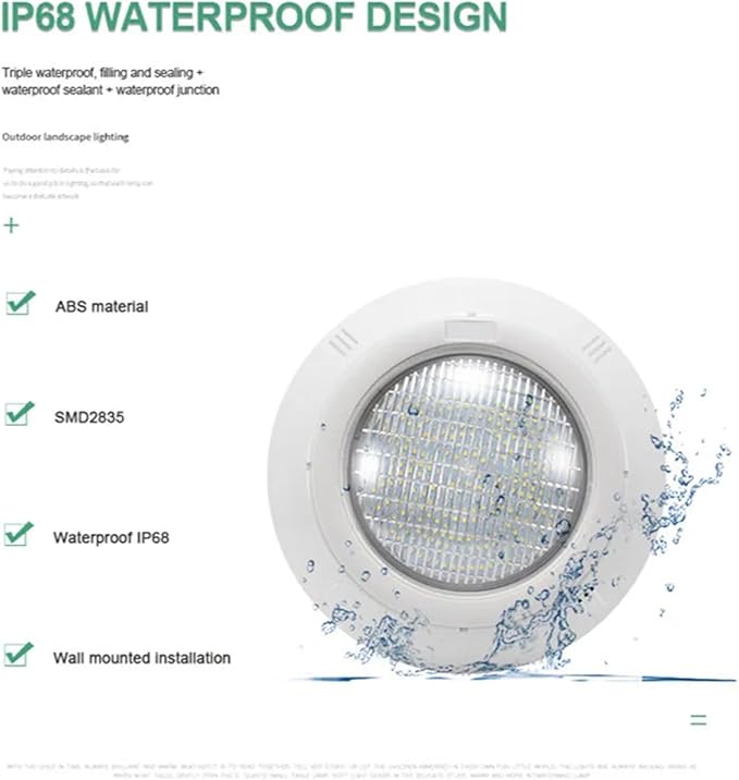 35W 45W Pool Lights Underwater Led Ip68 Color Change 12v Led Swimming Pool Light Pool Fountain Outdoor Pond Lights Water Lamp(Warm White,45W DC12V)