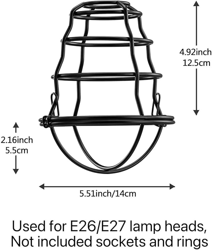 Industrial Light Cage Replacement 4 Pack, DIY Vintage Style Metal Light Shade for Pendant Light Wall Lamp, Edison Lamp Guard, Industrial Lamp Cage, Wall Light Guard