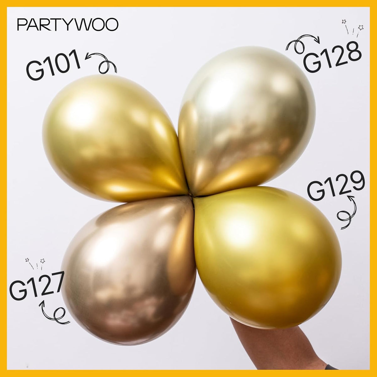 PartyWoo Gold Balloons - 101pcs 12-Inch Latex Helium Balloons for Celebrations & Events