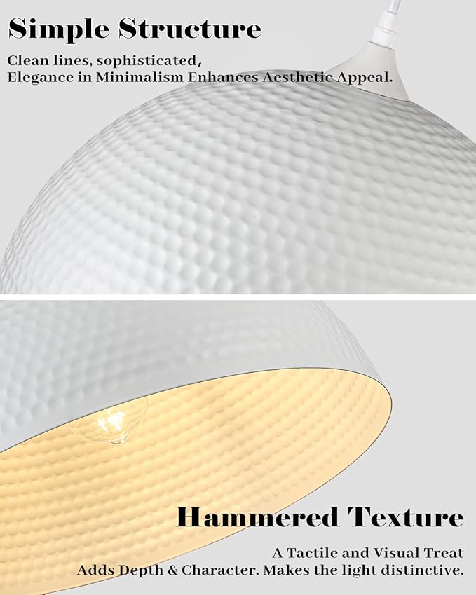 White Dome Pendant Light 1 Pack, 16 inch Large Industrial Pendant Light, Farmhouse Kitchen Pendant Lighting, White Pendant Lights for Kitchen Island, Dining Room Living Room