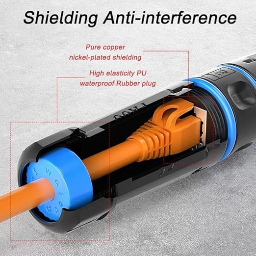 10 PCS IP68 Waterproof RJ45 Coupler, Shielded Pure Copper Ethernet Coupler, IP68 Waterproof Outdoor LAN Cable Connector for Cat5, Cat5e/Cat6/Cat7/Cat8 Ethernet Cable (Female)