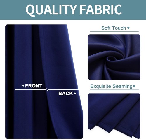 ChrisDowa Blackout Curtains - Thermal Insulated Room Darkening Panels Set (Navy Blue, 52W x 45L)