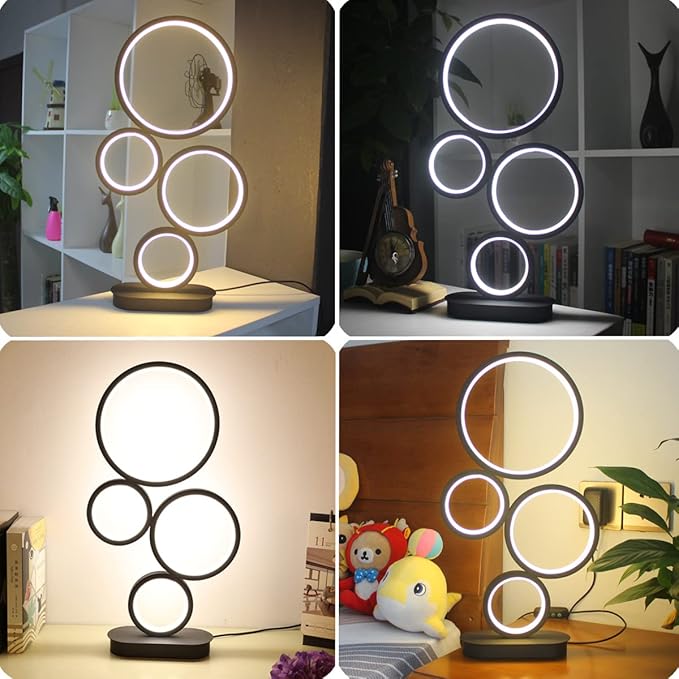 Modern LED Table Lamps for Living Room, Small Bedside Lamps for Bedroom, 18W Dimmable Desk Lamp for Nightstand, 3 Color Nightstand Lamps Reading Lamp Desk Light Night Light for Office - Black